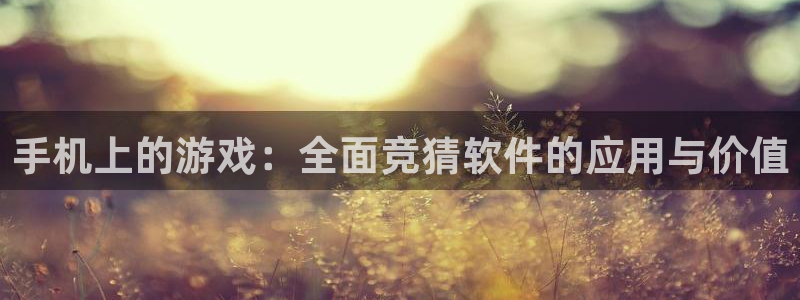 手机上的游戏：全面竞猜软件的应用与价值